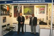 Bob Boyle, Global Account Director of Cortec Corporation and PK Mathew at the Cortec – India Booth at the NACE International Conference, Mumbai, India.