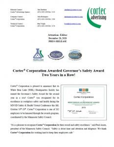 Governor Safety Award Pr - Cortec Corporation